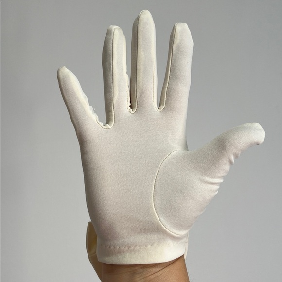 Vintage Finale Cotton Lovers Women's Gloves Off White Lace Bow Rockabilly Pin Up - Picture 6 of 8